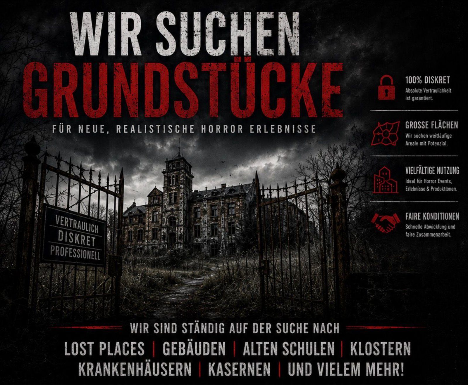 DarkZone Horror sucht Grundstücke und Lost Places für Horror-Events